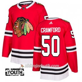Barn Ishockey Chicago Blackhawks Tröja Corey Crawford 50 Adidas 2017-2018 Röd Authentic